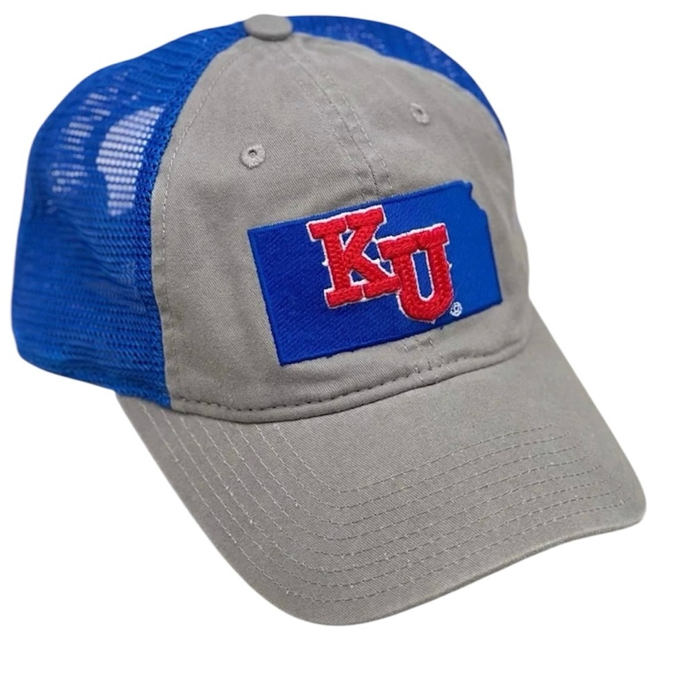 ADIDAS Embroidered KANSAS JAYHAWKS COTTON MESHBACK GRAY ADJUSTABLE SNAPBACK‎ CAP